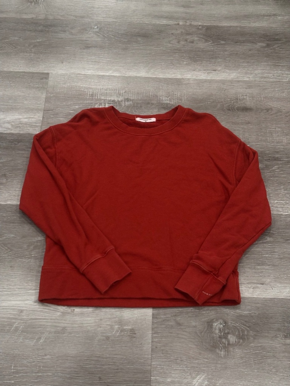 Perfect White Tee French Terry Crew Neck Cotton Sweatshirt Tomato Red Womens XS